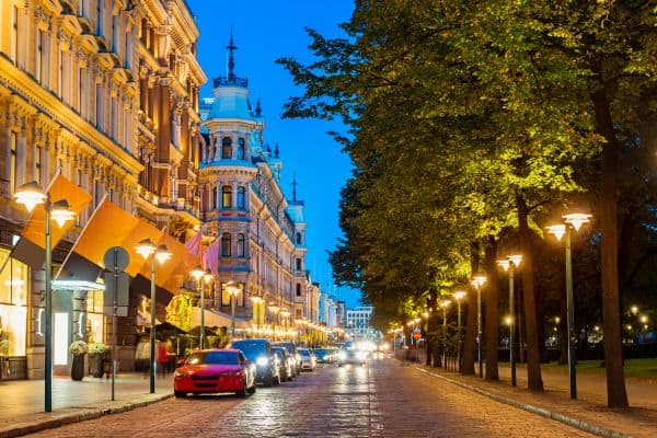 Helsinki Esplanadi after dark