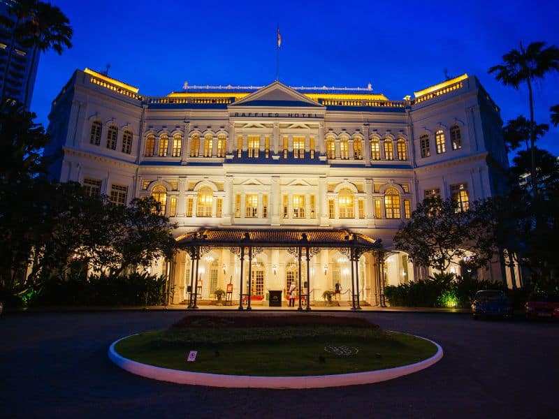 Raffles Hotel at night