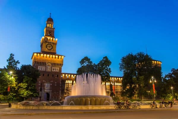 Sforza Castle after dark