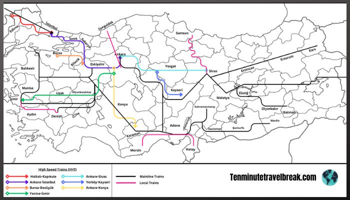 Turkish rail map